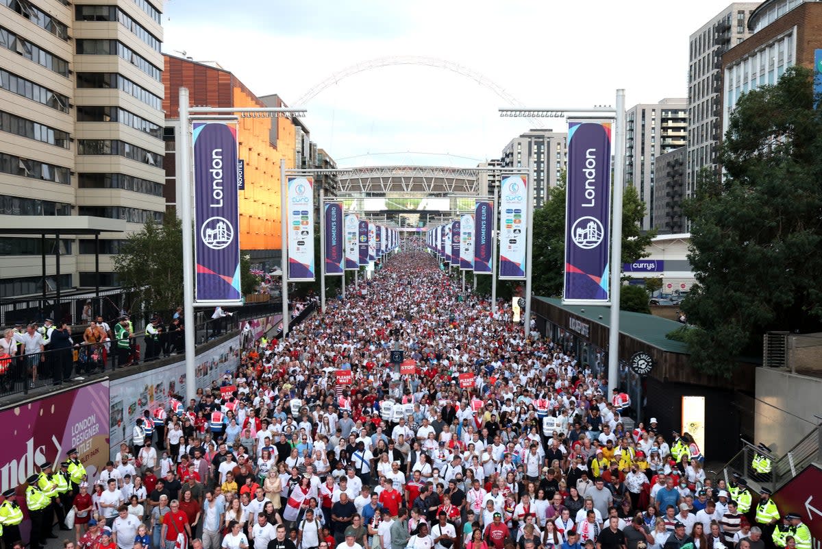 England fans make their way from the stadium after the final (PA) (PA Wire)