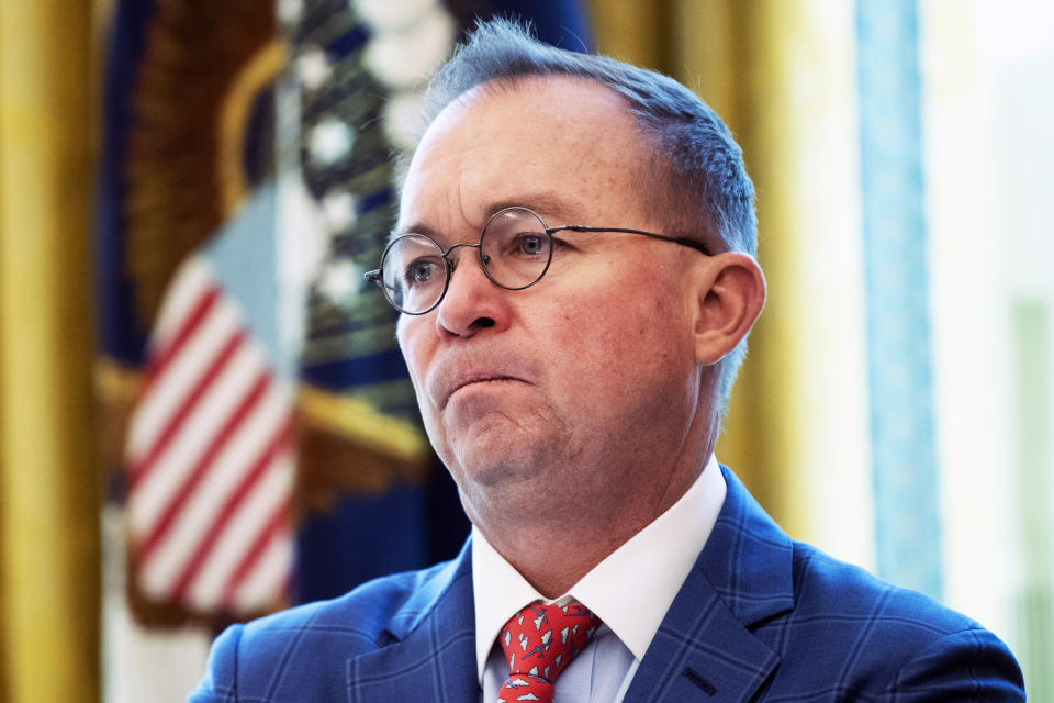Mick Mulvaney in the Oval Office of the White House (Kevin Dietsch / Bloomberg via Getty Images file)