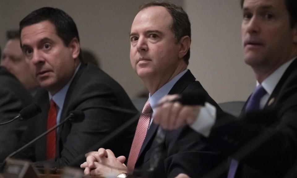 Adam Schiff, centre, seen at a Senate hearing this week.