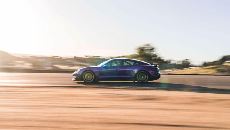 Porsche announced Monday two versions of its new Taycan Turbo GT, currently available for preorder. There is the standard four-seat version or the Weissach Package, which ditches the backseats and other luxury items to cut down on weight. Photo courtesy of Porsche