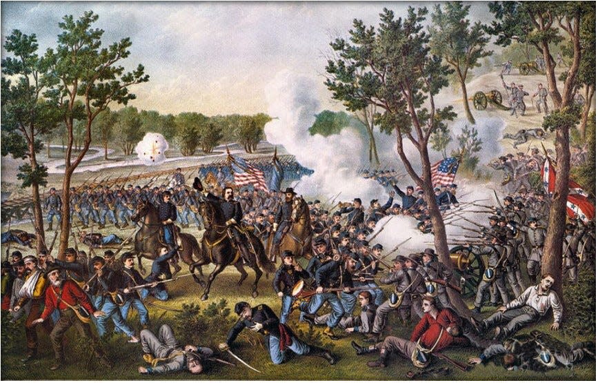 Battle of Champion's Hill, by Kurz and Allison. The 124th fought in the battle on May 6, 1863,