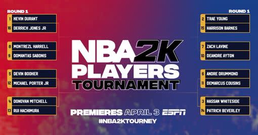 球員2K大戰首輪對戰組合名單。（圖／翻攝自推特 NBA 2K）