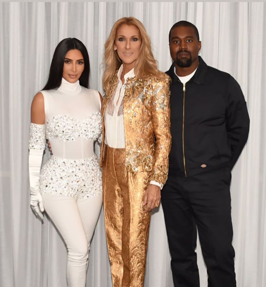 Kim Kardashian West with Céline Dion and Kanye West | Kim Kardashian/Instagram