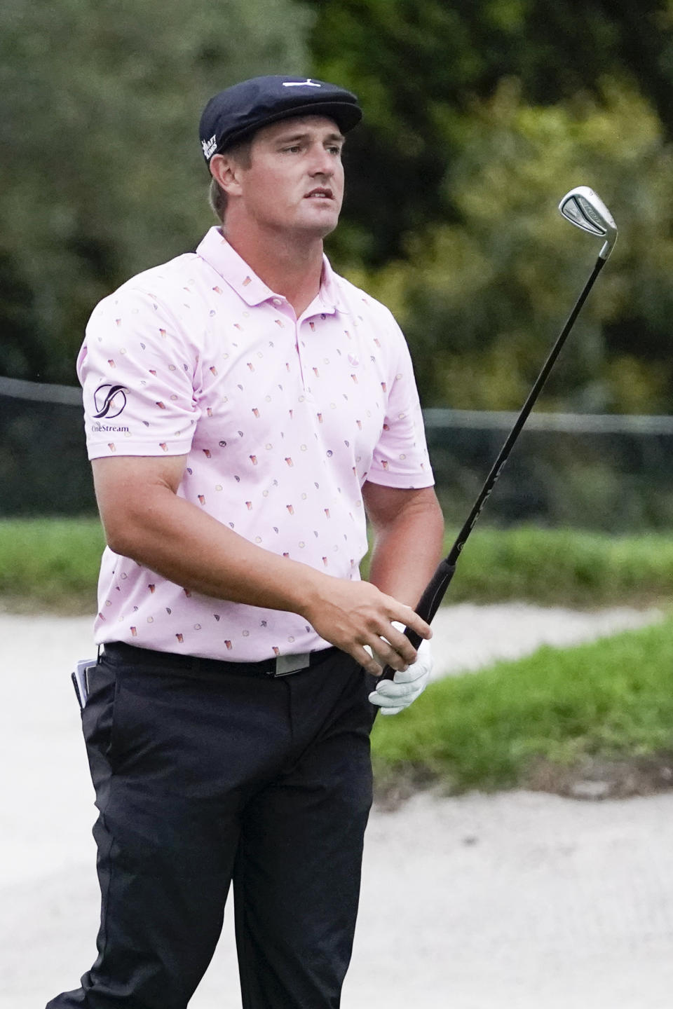 Bryson DeChambeau watches his shot from the 16th fairway during the third round of the Arnold Palmer Invitational golf tournament Saturday, March 6, 2021, in Orlando, Fla. (AP Photo/John Raoux)