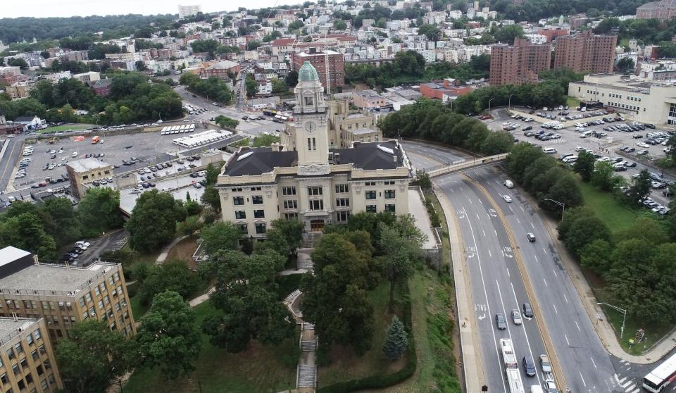 Drone image of Yonkers City Hall on Tuesday, September 1, 2020.