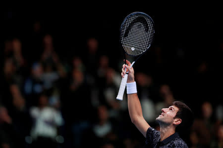 Tennis - ATP Finals - The O2, London, Britain - November 17, 2018 Serbia's Novak Djokovic celebrates winning his semi final match against South Africa's Kevin Anderson Action Images via Reuters/Andrew Couldridge