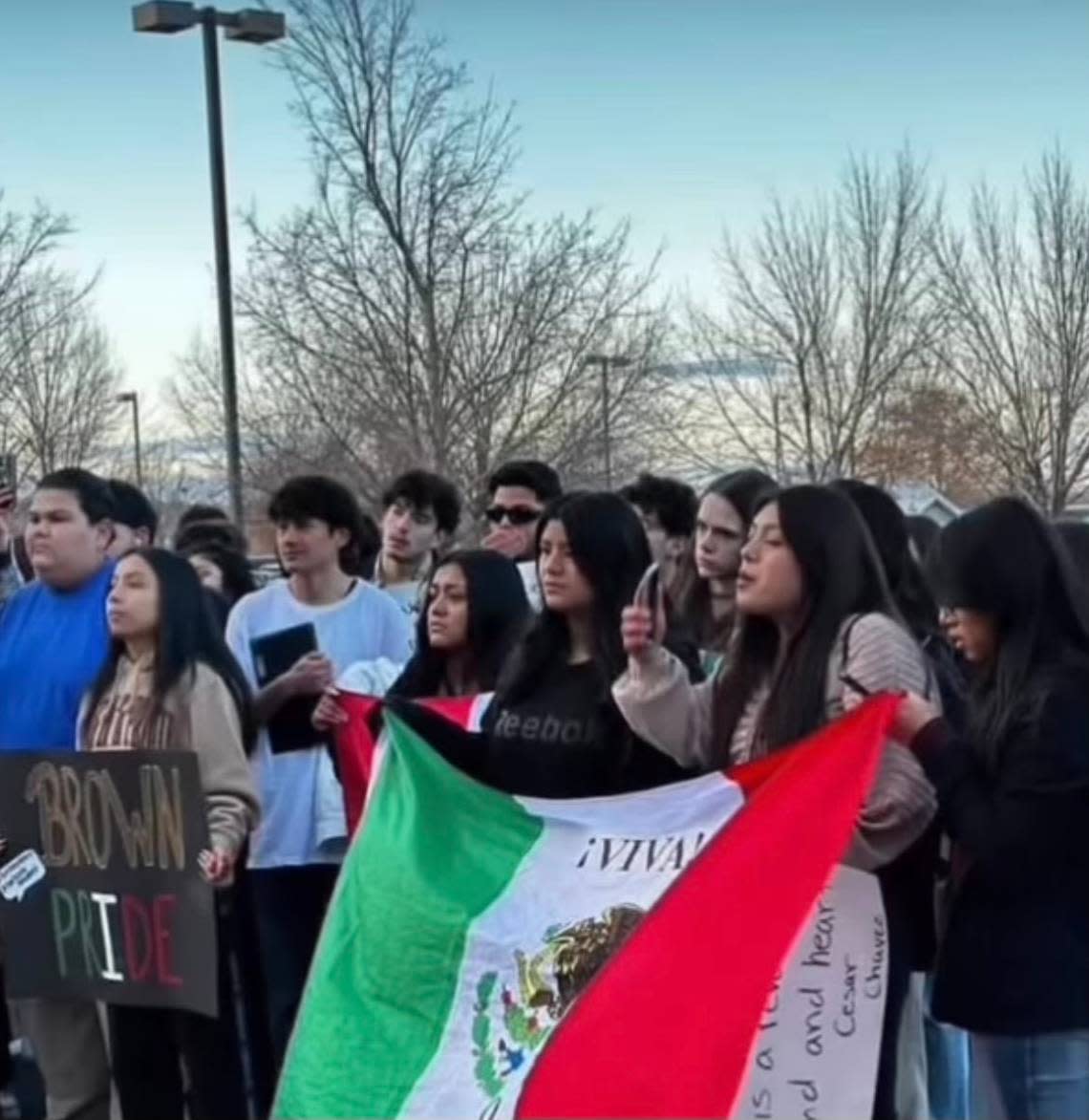 Brenda Hernandez, a student at Caldwell High School, organized a rally after her teachers and principal asked her to remove a hoodie with the words “brown pride.”