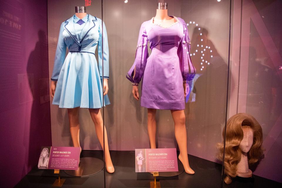 Outfits from all stages of Dolly Parton's career are on display at the Dolly Parton Experience at Dollywood.