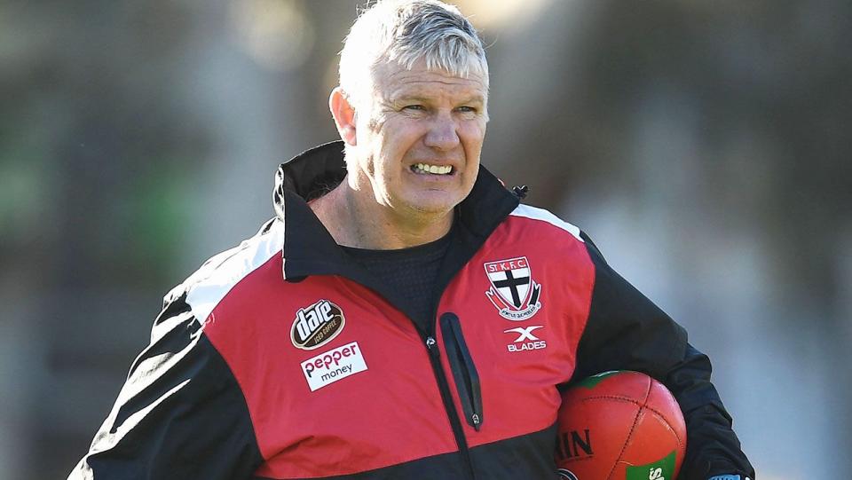 Danny Frawley, pictured here during a St Kilda  training session in 2018.