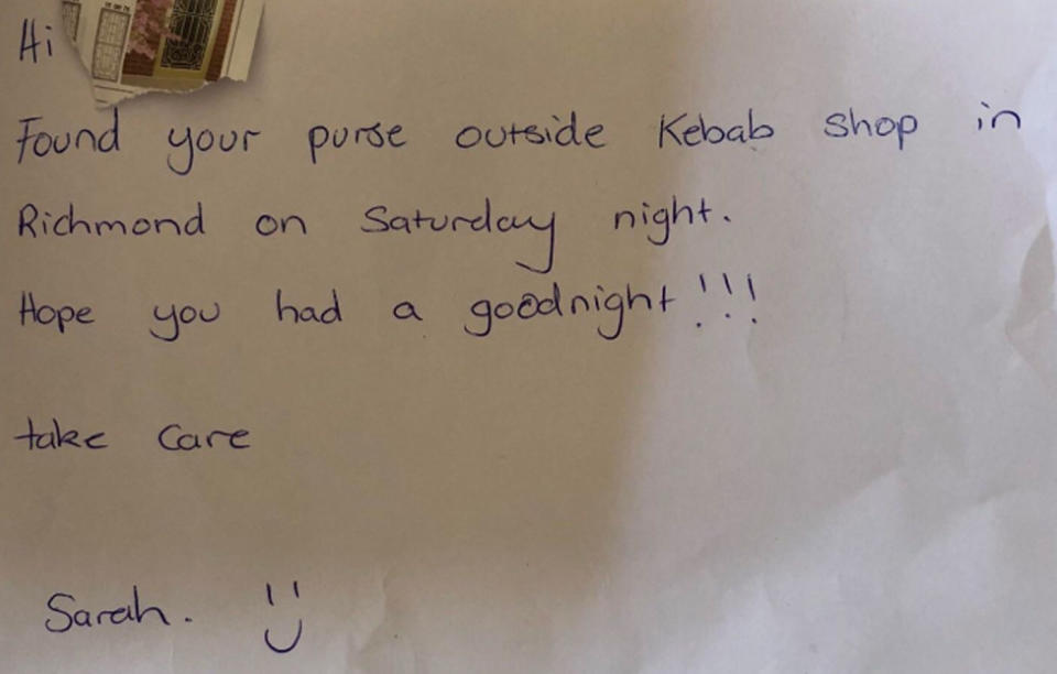 A woman has shared a note on Reddit after losing her purse. Source: Reddit/ sekin6