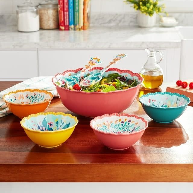 <p><a href="https://go.redirectingat.com?id=74968X1596630&url=https%3A%2F%2Fwww.walmart.com%2Fip%2FThe-Pioneer-Woman-Fresh-Floral-7-Piece-Melamine-Serving-Bowl-Set%2F1928624607&sref=https%3A%2F%2Fwww.thepioneerwoman.com%2Fproducts%2Fa35968771%2Fthe-pioneer-woman-melamine-dinnerware%2F" rel="nofollow noopener" target="_blank" data-ylk="slk:Shop Now;elm:context_link;itc:0;sec:content-canvas" class="link ">Shop Now</a></p><p>The Pioneer Woman Fresh Floral 7-Piece Melamine Serving Bowl Set</p><p>walmart.com</p><p>$16.94</p>