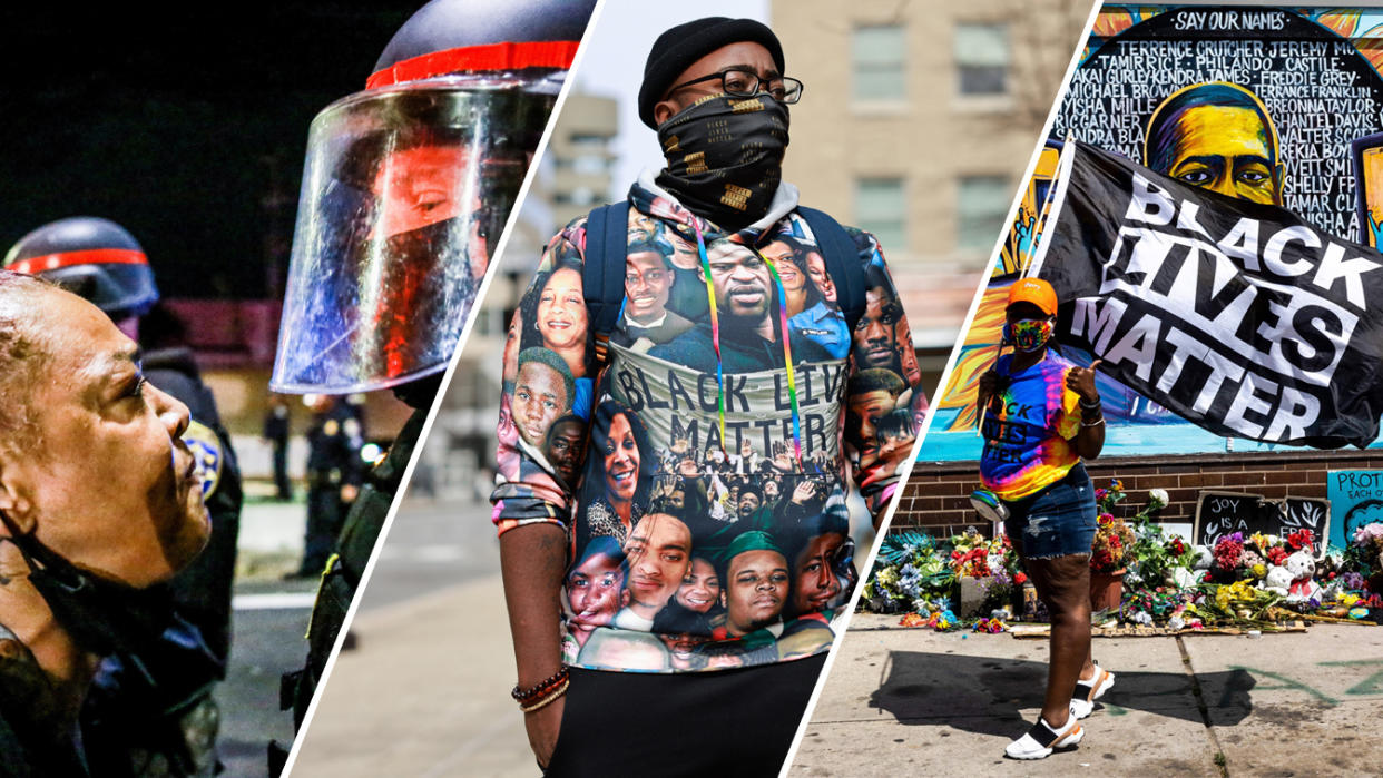 Black Lives Matter protesters in Sacramento, Louisville and Minneapolis.