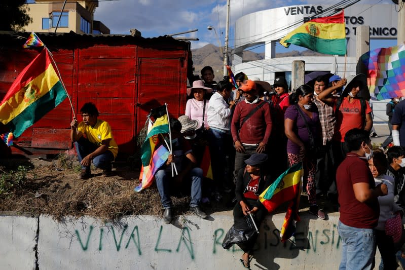 Supporters of former Bolivia's President Evo Morales protest in Cochabamba