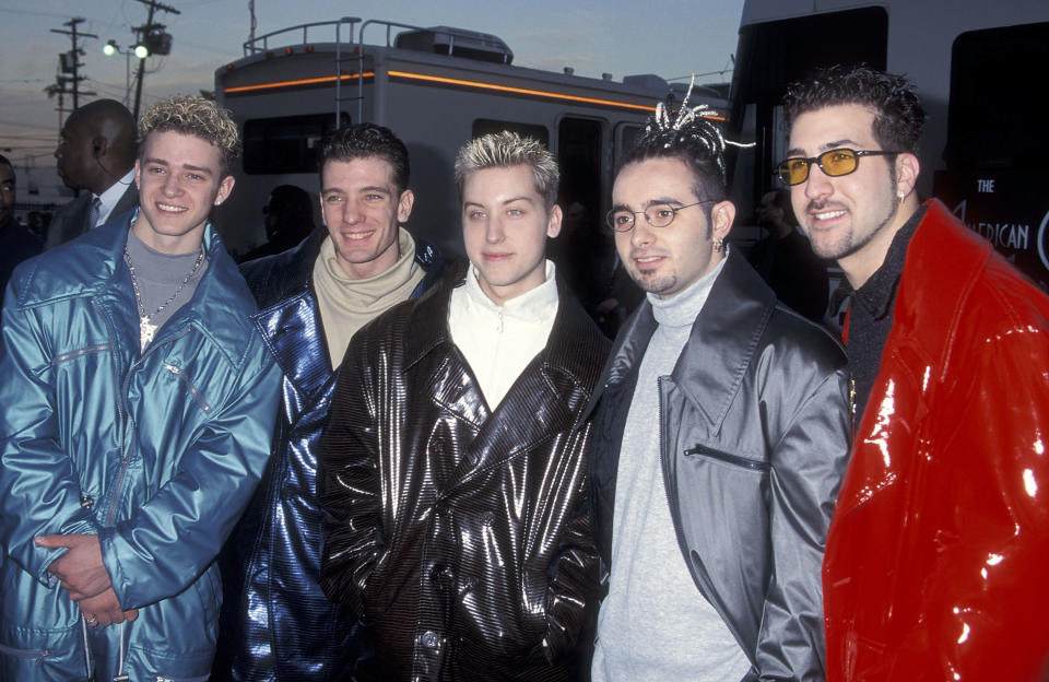 The three, seen here with their fellow *Nsync bandmates Justin Timberlake and Joey Fatone, wear turtlenecks at the annual American Music Awards in 1999. (Timberlake's mockneck almost counts.)