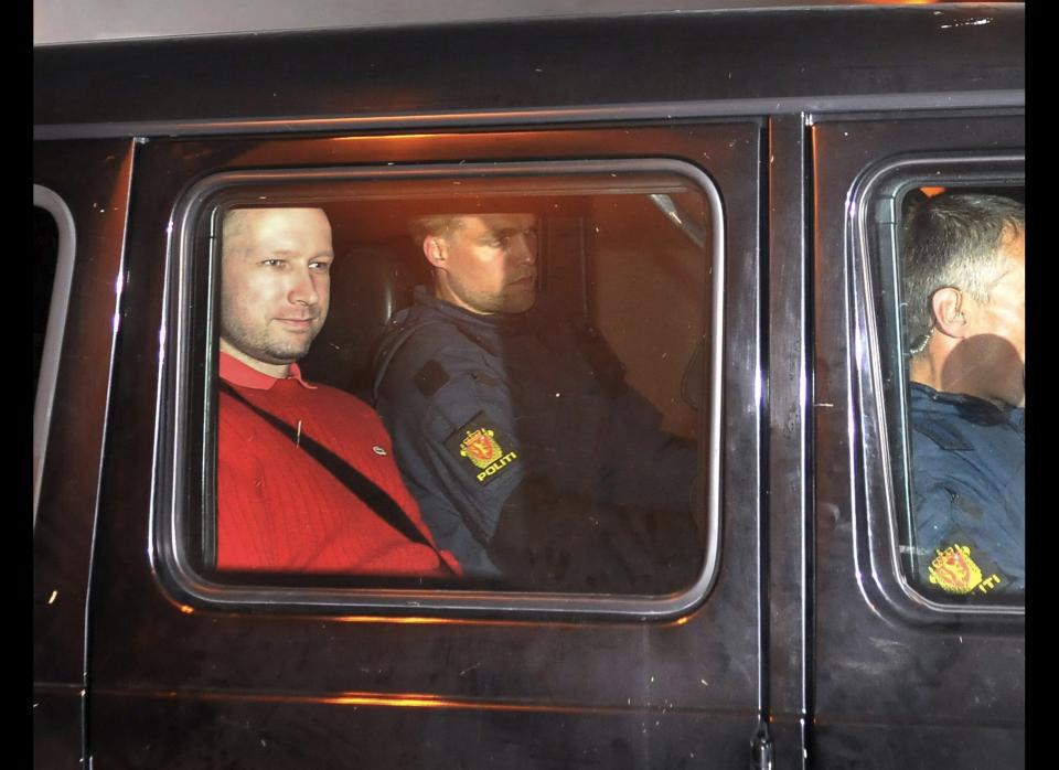 Police seize a gunman who killed 69 people at a youth summer camp of Norway's ruling political party, on the small, holiday island of Utoeya. Anders Behring Breivik is later charged with the killings, as well as with an earlier bombing in Oslo which killed eight people. The trial ended last month with Breivik saying that his bombing and shooting rampage was necessary to defend the country - prompting a walk-out by relatives of his victims. <br>  <em>Caption: In this July 25, 2011, file photo, Norway's twin terror attacks suspect, Anders Behring Breivik, left, sits in an armored police vehicle. (AP Photo/Aftenposten/Jon-Are Berg-Jacobsen) </em>