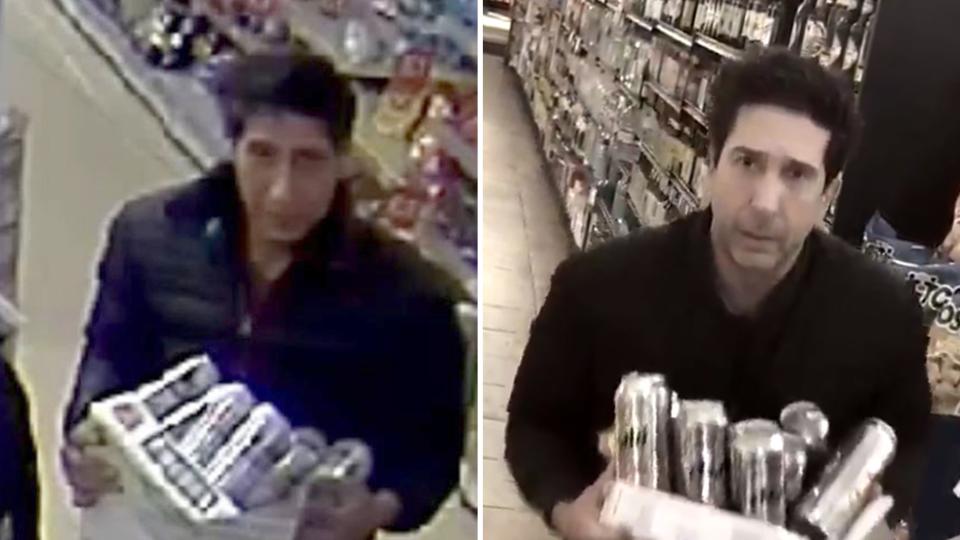 Abdulah Husseini (left) made headlines last year for looking exactly like Ross from Friends. Images: Lancashire Police & Twitter/David Schwimmer