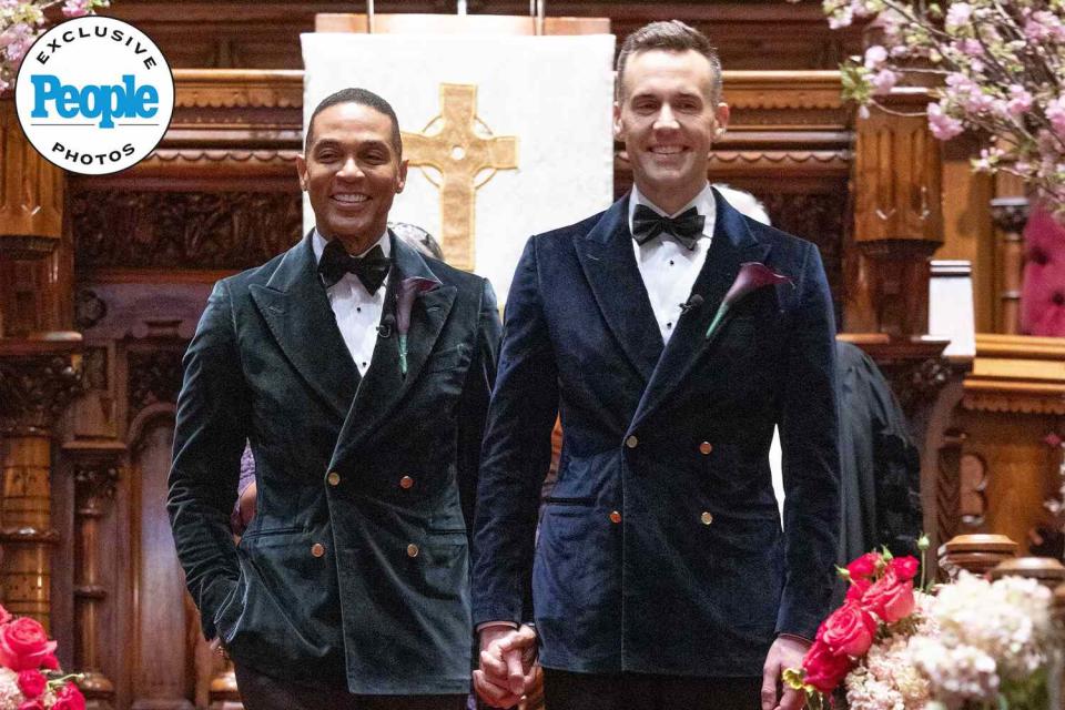 <p>TONY VALADEZ</p> Don Lemon (left) and Tim Malone at their New York City wedding on April 6