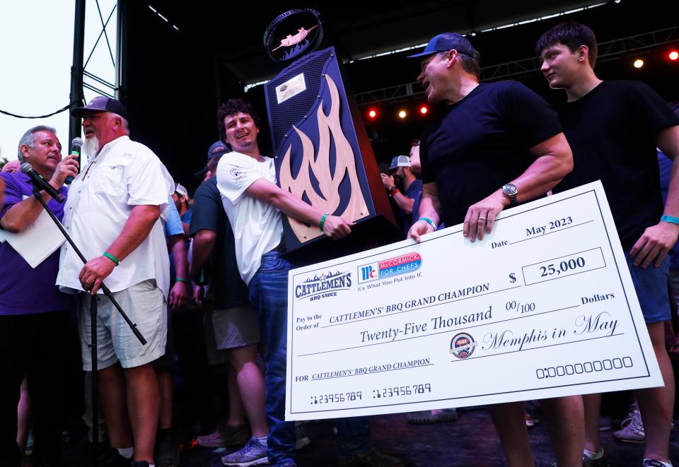 Ribdiculous Bar-B-Krewe wins the 2023 Grand Champion trophy at the Memphis in May World Championship Barbecue Cooking Contest on Saturday, May 20, 2023 at Tom Lee Park in Downtown Memphis.