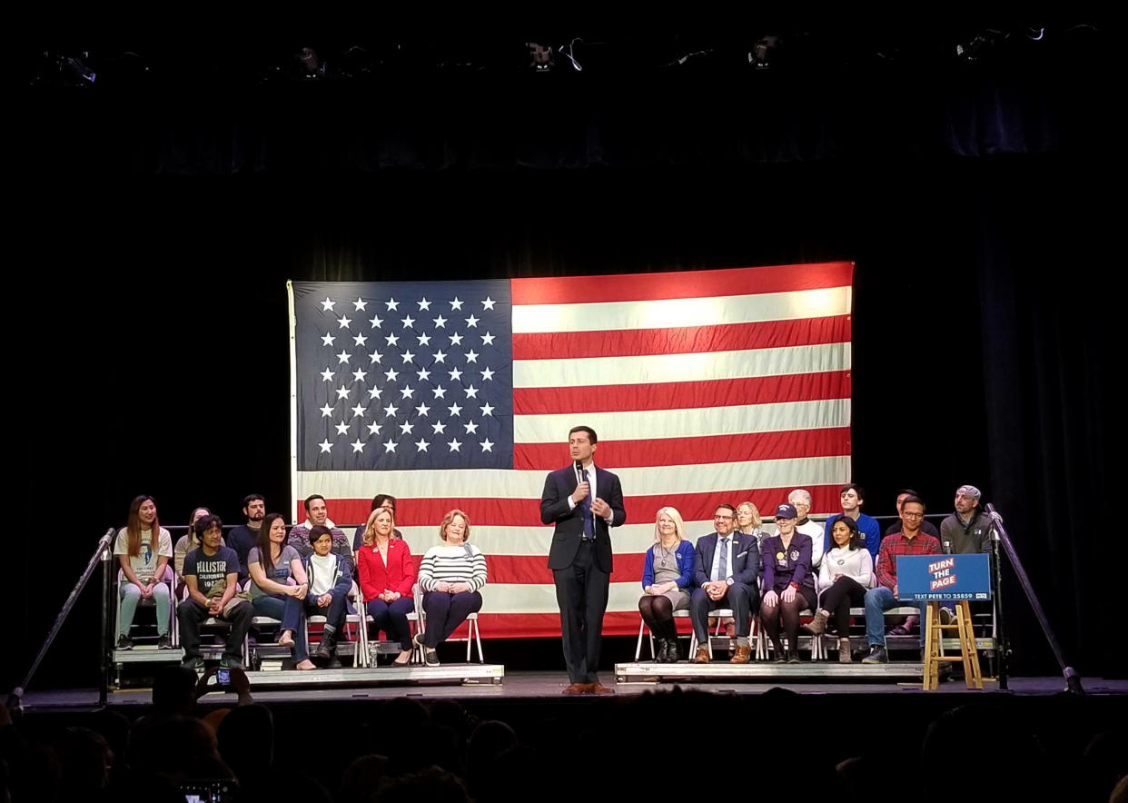 Pete Buttigieg, speaks during a campaign event in Concord, New Hampshire on February 4, 2020.  (Christopher Wilson/Yahoo News)