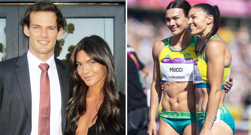 GWS Giants defender Jack Buckley was hoping to watch his girlfriend Celeste Mucci at the Paris Olympics. Image: Instagram/Getty
