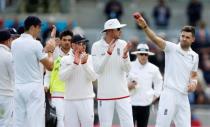 Cricket - England v Australia - Investec Ashes Test Series Third Test - Edgbaston - 29/7/15 England's James Anderson celebrates dismissing Australia's Mitchell Johnson (not pictured) and taking five wickets in the innings Action Images via Reuters / Carl Recine Livepic