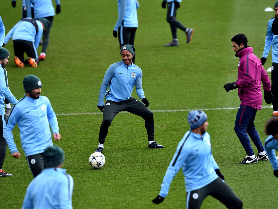 Manchester City in training ahead of their European clash against Basel: Getty