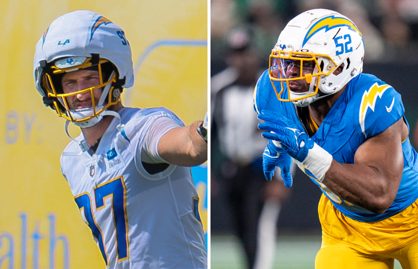 Chargers defensive stars Joey Bosa, left, and Khalil Mack.