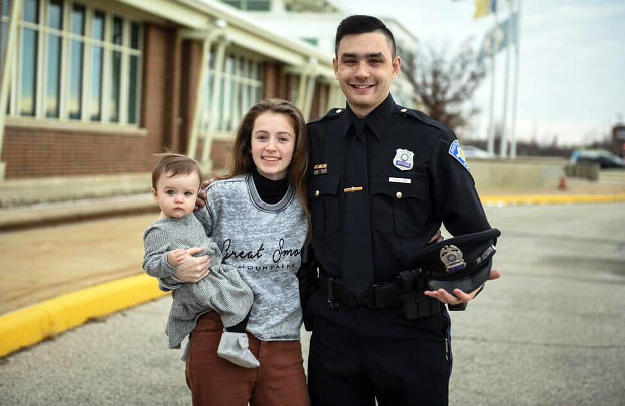 Matt Hegedus-Stewart and his s fiancée, Jillian, with their 14-month-old daughter, Aspen. (Ashley O’Chap/South Bend Police Department)
