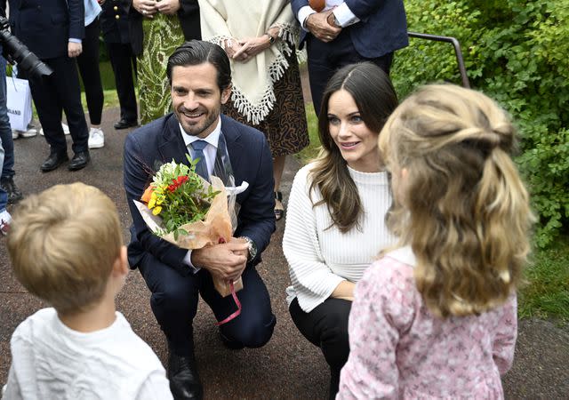 <p>Fredrik Sandberg/TT/Shutterstock </p> Princess Sofia and Prince Carl Philip at the Rackstad Museum in Arvika, Varmland, Sweden on Sept. 4, 2024.