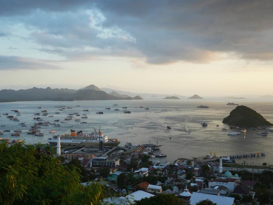 A view of the Labuan Bajo marina, a gateway to the Komodo National Park.