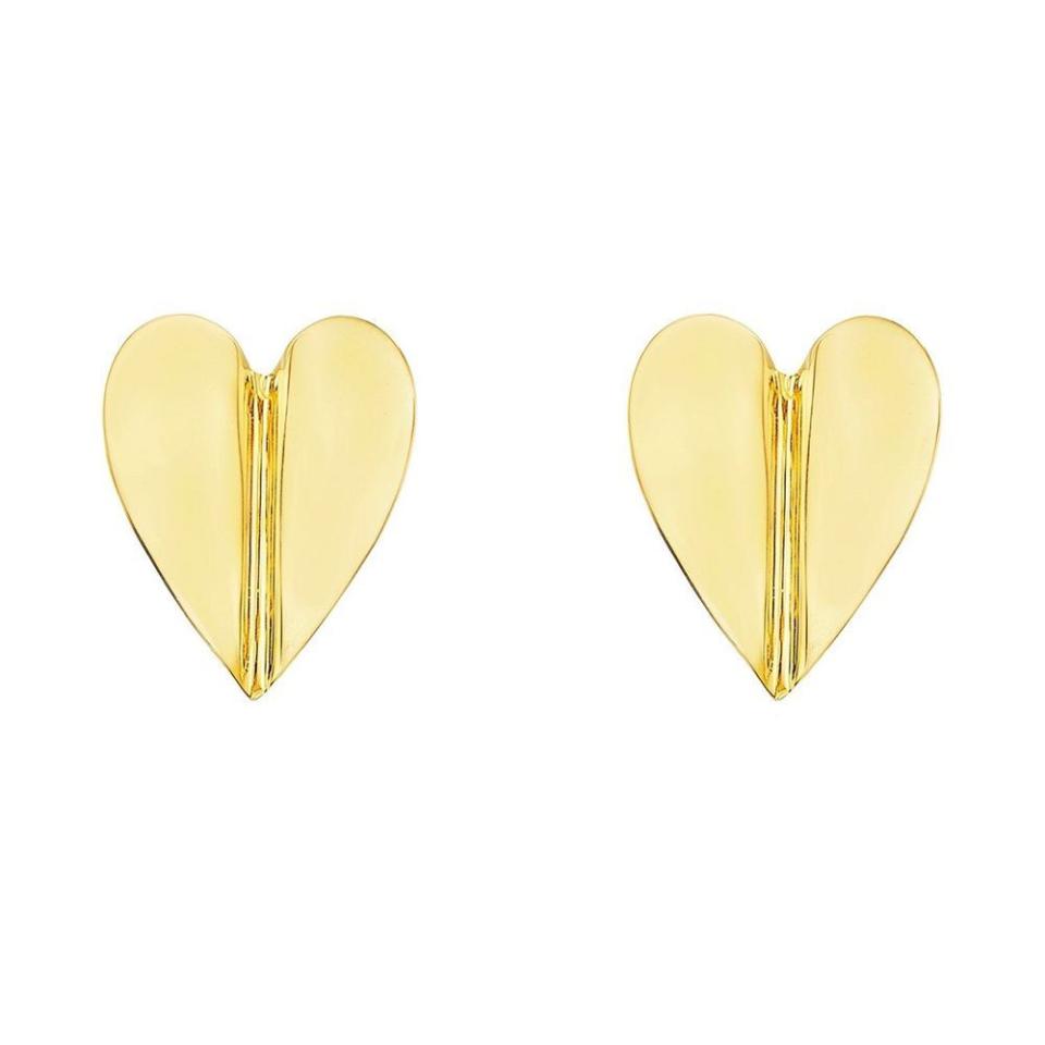 18K Yellow Gold Wings of Love Folded Stud Earrings
