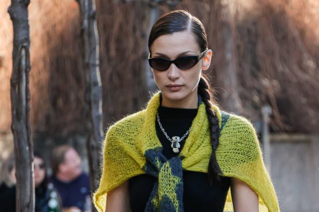 Bella Hadid Puts Sleek Finish On Knitted Vest & Baggy Jeans With Boots –  Footwear News