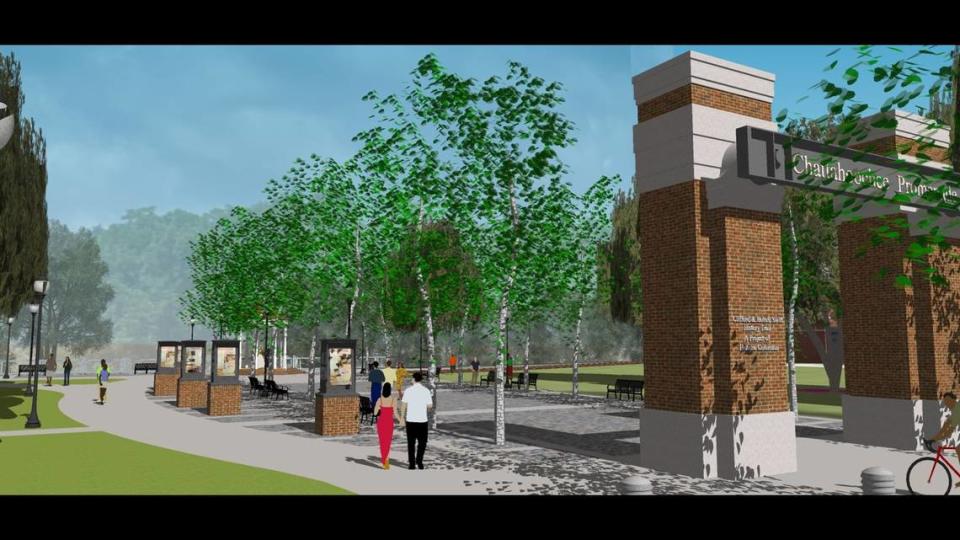 This artist rendering from Hecht Burdeshaw Architects shows part of what the revitalized Chattahoochee Promenade will look like after the Historic Columbus Foundation’s project is completed.