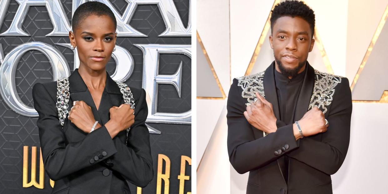 letitia wright and chadwick boseman side by side