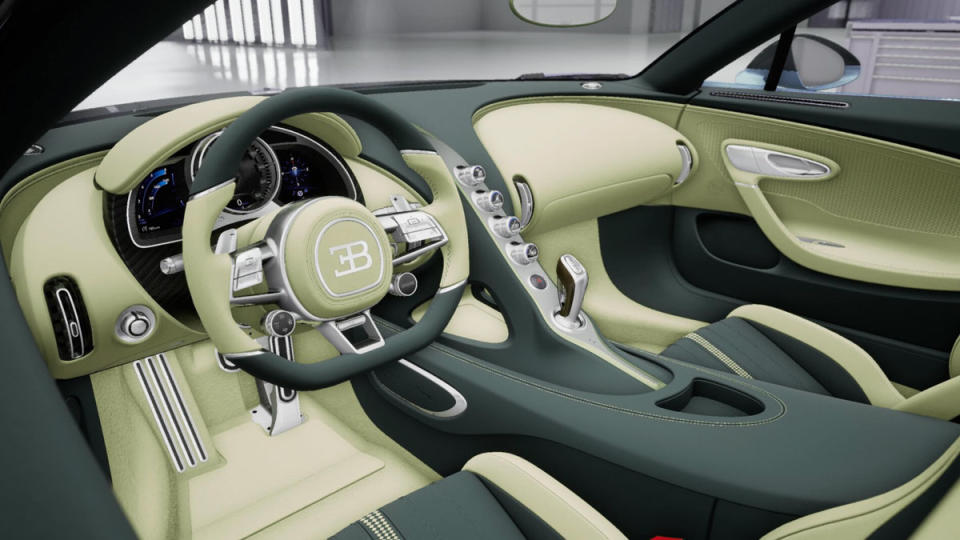 A rendering of the interior of a Bugatti Mistral, virtually created by the automaker's Sur Mesure customization program.
