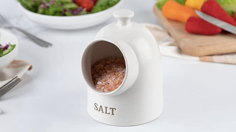 Salt pig with pink salt