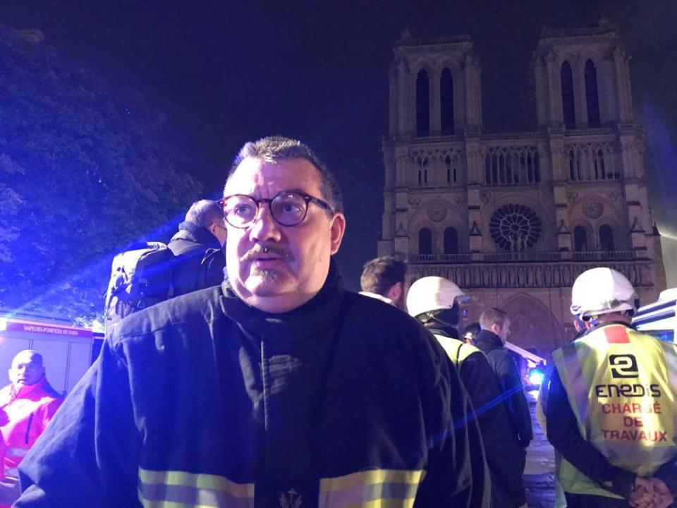Father Jean-Marc Fournier, chaplain to the Paris Fire Brigade, entered the burning Notre Dame cathedral in Paris to rescue priceless relics.