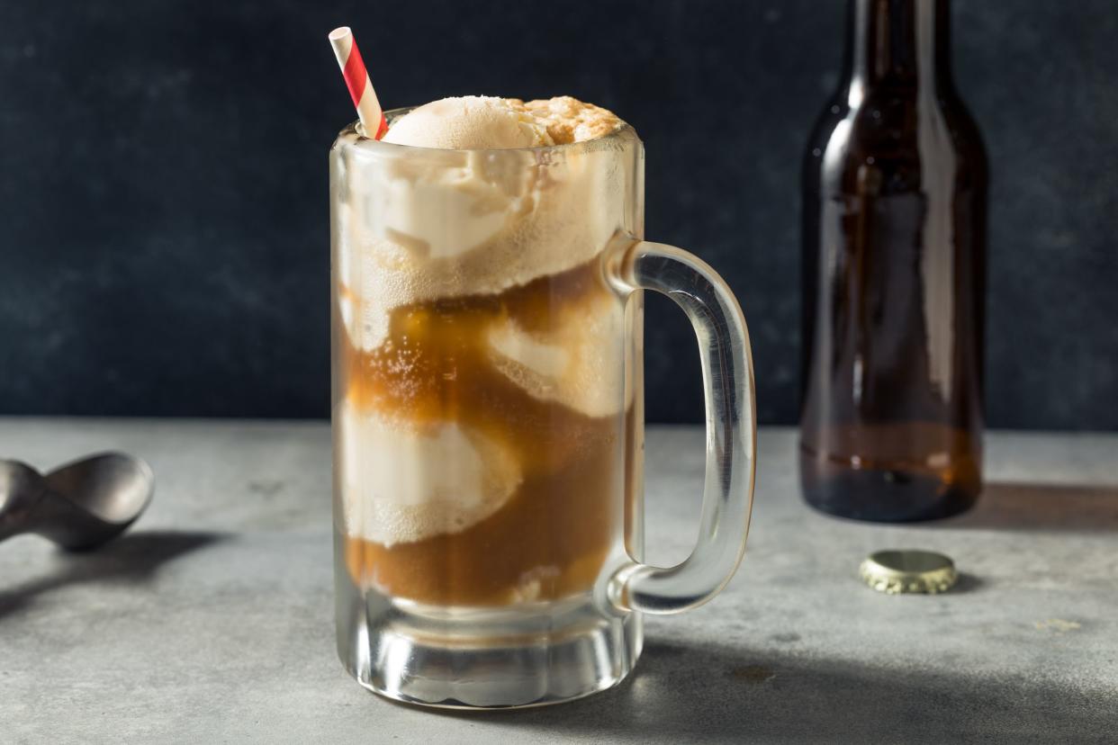 Cold Frozen Root Beer Float with Ice Cream