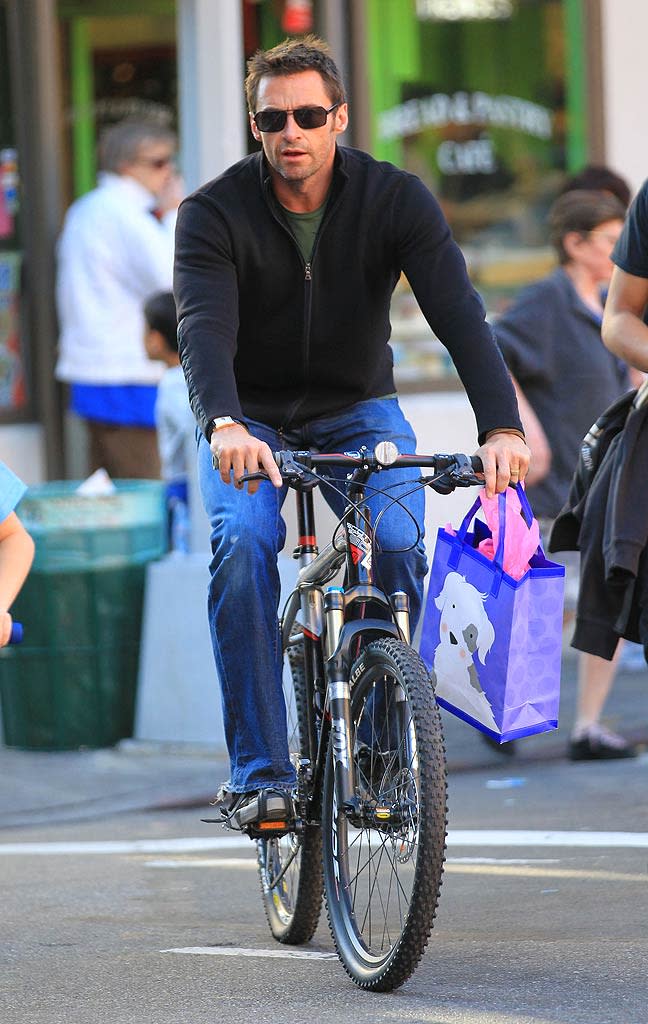 Hugh Jackman Bike Riding