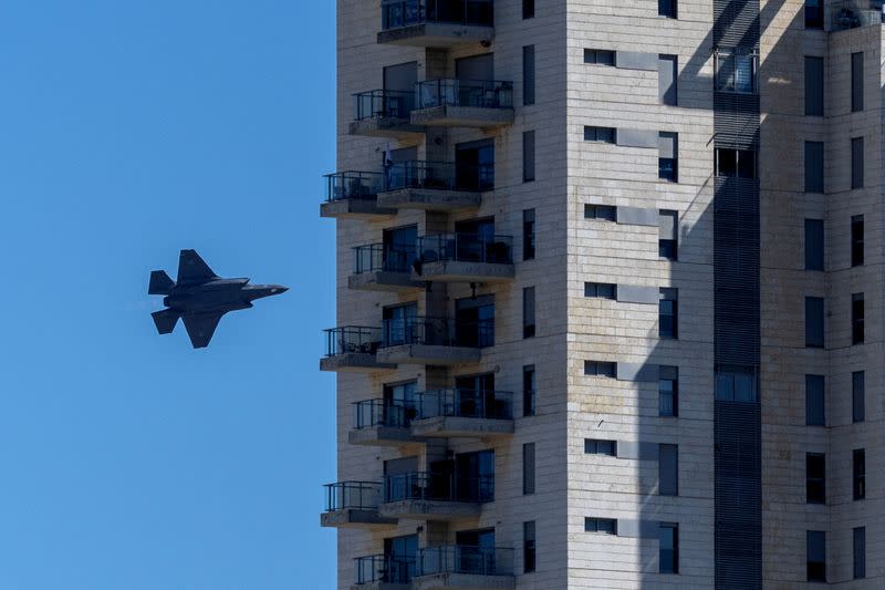FILE PHOTO: Israeli Air Force F-35 war jet flies over Jerusalem as part of celebrations