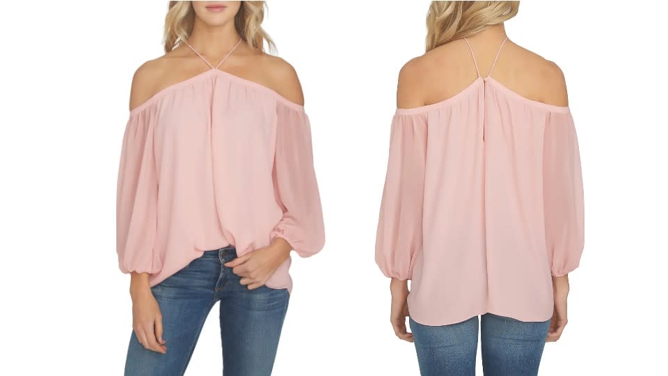 1. STATE Off the Shoulder Sheer Chiffon Blouse -Nordstrom, $47 (originally $79)