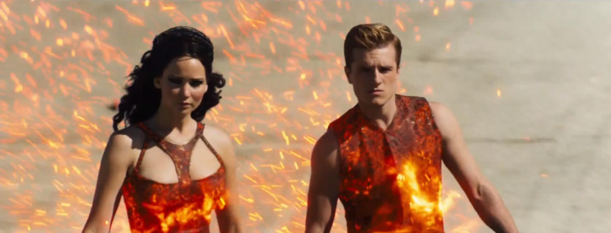 Jennifer Lawrence and Josh Hutcherson in 'The Hunger Games: Catching Fire' 