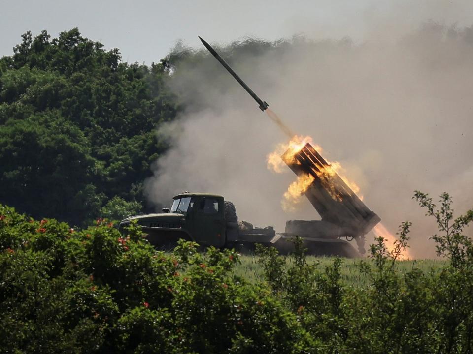 Ukrainian BM-21 Grad rocket artillery MLRS