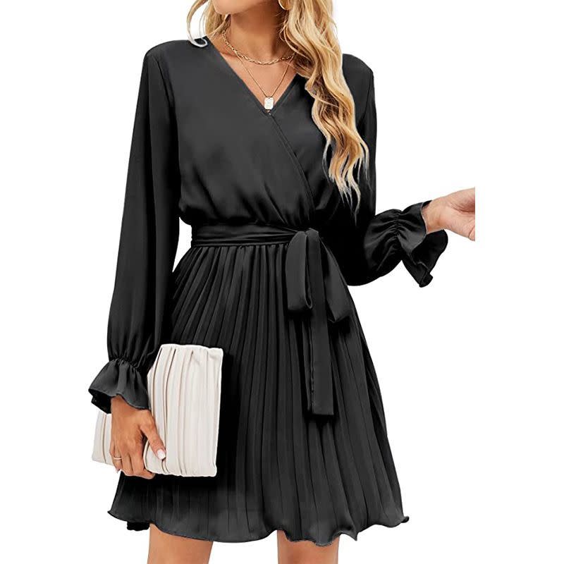 4) Long Sleeve Wrap Dress