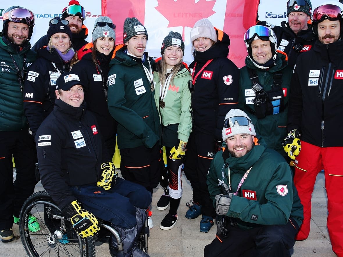 Canadian Para alpine skiers Frédérique Turgeon and Alexis Guimond both claimed downhill bronze in the standing category on Wednesday at the world championships in Espot, Spain. (Marcus Hartmann/Alpine Canada - image credit)