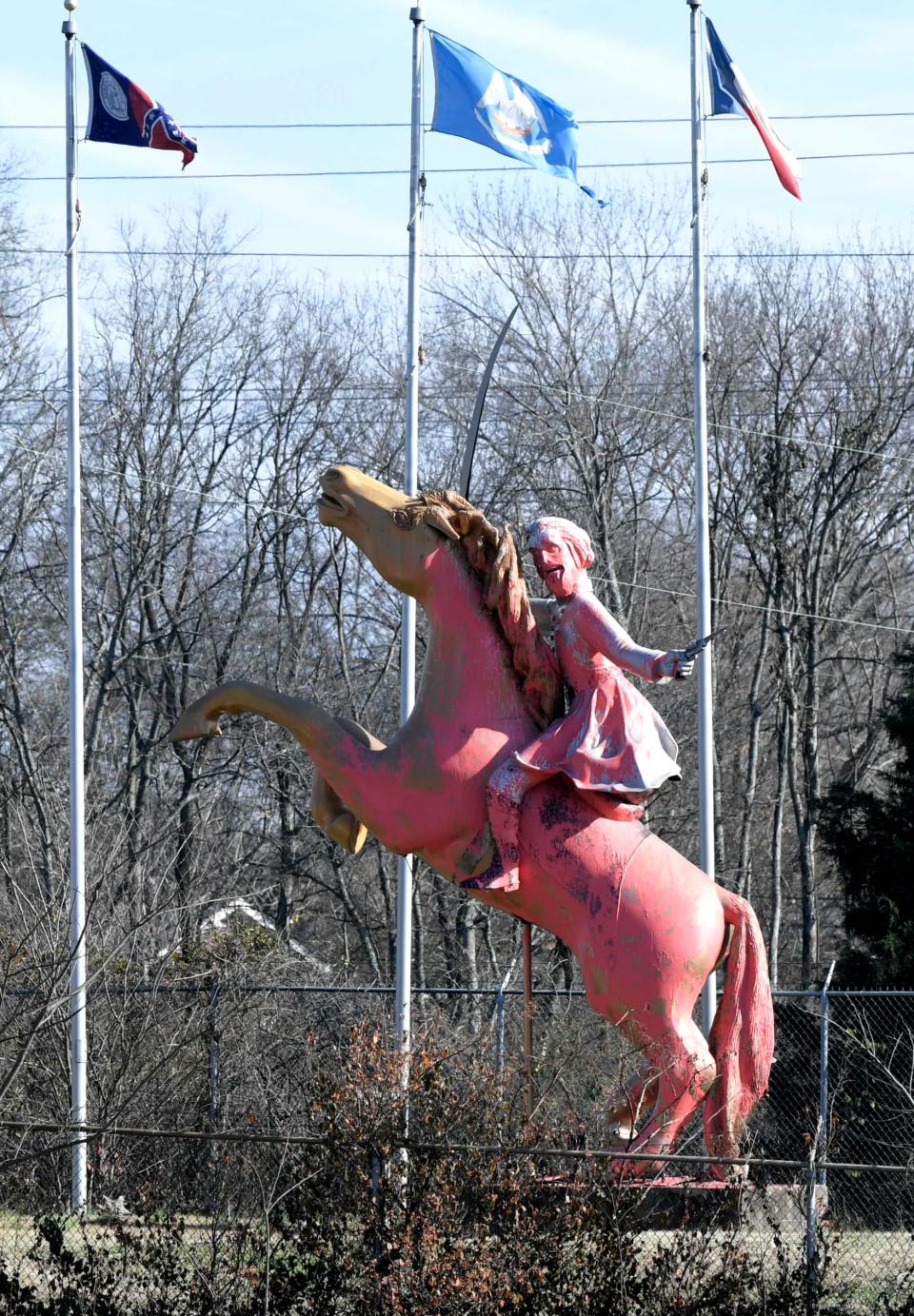 Nathan Bedford Forrest statue off I-65 was vandalized,