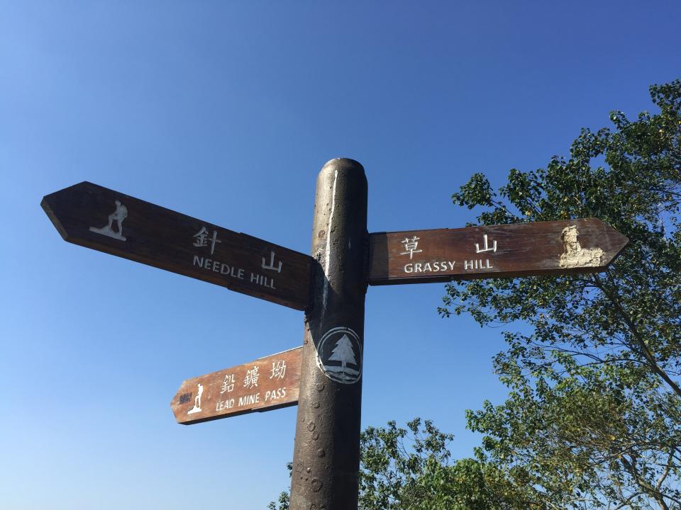 草山_回到石屎路面, 便有指示路標向草山, 針山及鉛礦坳方向