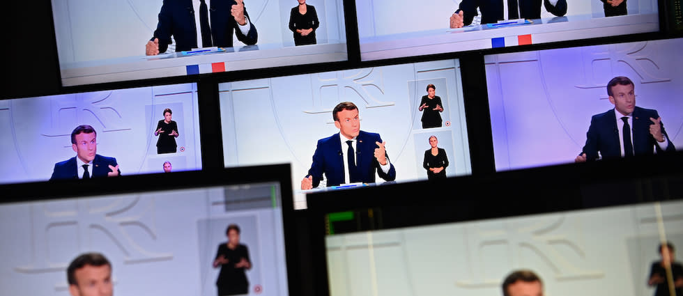 Le président de la République Emmanuel Macron, lors de sa dernière intervention télévisée, le 14 octobre.
