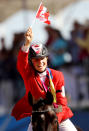 GUADALAJARA, MEXICO - OCTOBER 23: Jessica Phoenix of Canada celebrates winning the Gold medal during the Individual Jumping Eventing Equestrian during Day Nine of the XVI Pan American Games on October 23, 2011 in Guadalajara, Mexico. (Photo by Scott Heavey/Getty Images)