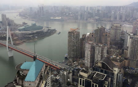 The junction of Yangtze River and Jialing River is pictured in Chongqing, China, January 25, 2016. REUTERS/Sue-Ling Wong
